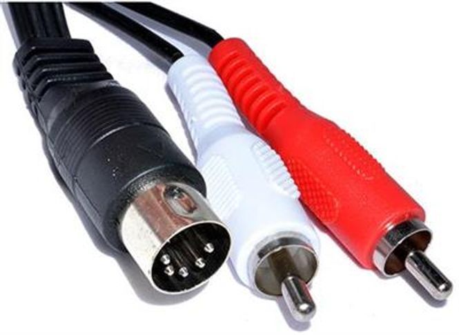 Hovedbilde 5-pin DIN Plugg Til 2 x RCA Hann Plugg 1,0 Meter
