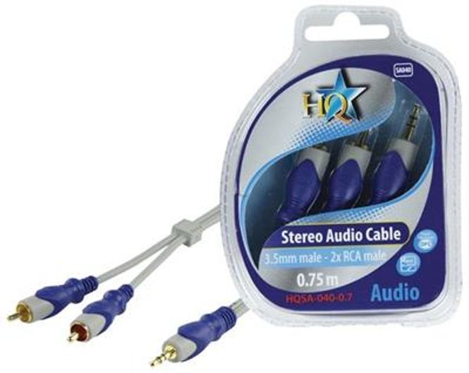 Hovedbilde Stereo Audio Kabel 3.5mm stereo han - 2x RCA han 0,75 m