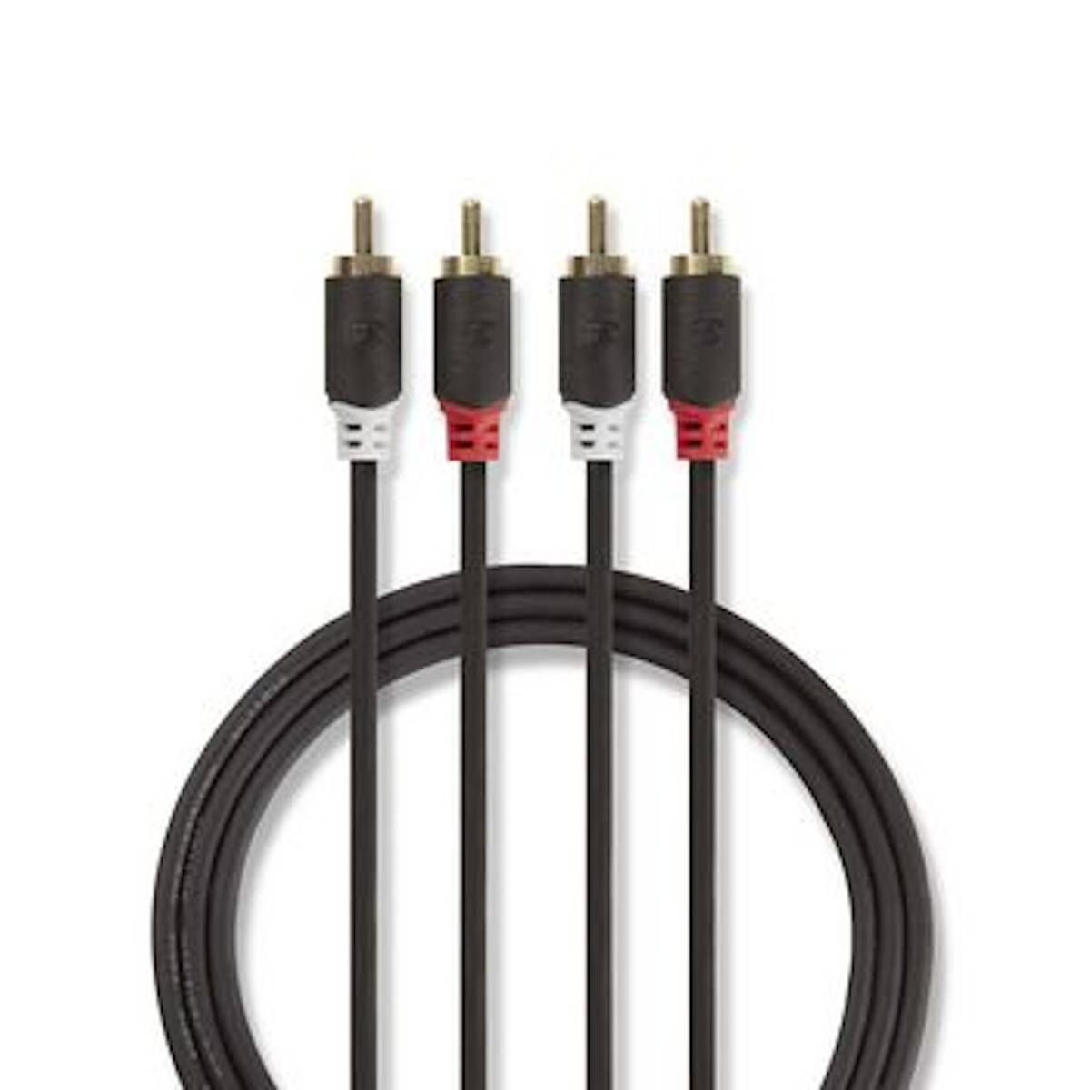Stereo Lydkabel RCA-Hann til RCA-Hann 2 meter Gold Plated - Nedis