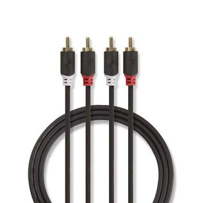 Hovedbilde Stereo Lydkabel RCA-Hann til RCA-Hann 2 meter Gold Plated - ...