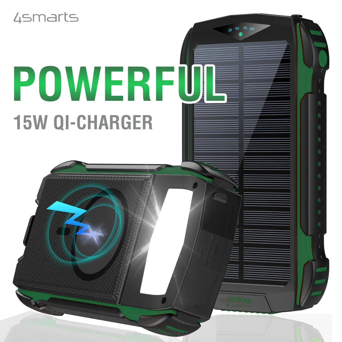 Powerbank Solcelle 20.000mAh, Vanntett, SOS
