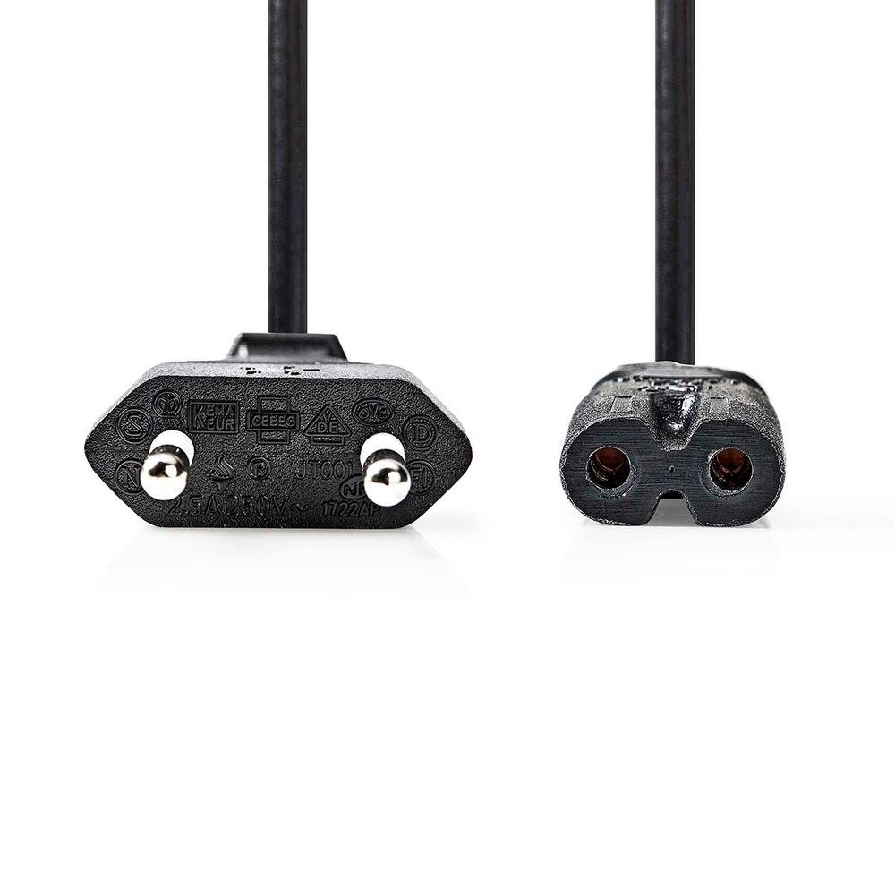 Strømkabel - Apparatkabel 230volt - 2 meter - Svart