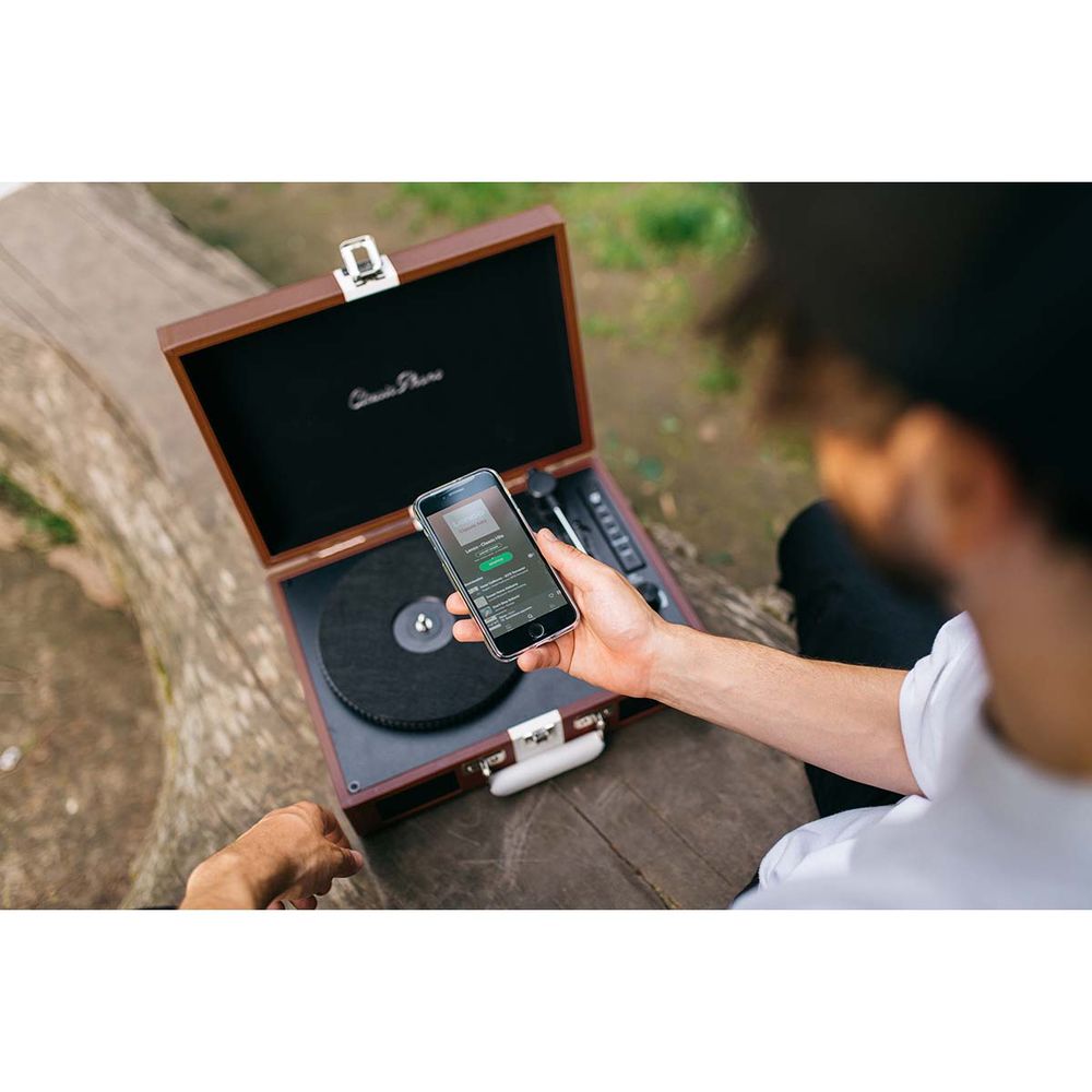 Platespiller I Koffert Retro Design Med Høyttaler Oppladbar og med Bluetooth - 33, 45 & 78 RPM - Bluetooth - AUX