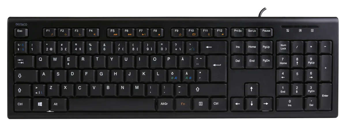 Tastatur Full Size Keyboard 105 Keys USB-A Norsk - Delataco