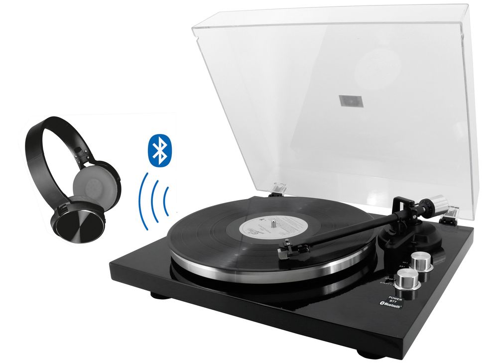 Platespiller med Bluetooth - Sort Aluminium - Soundmaster Elite Line