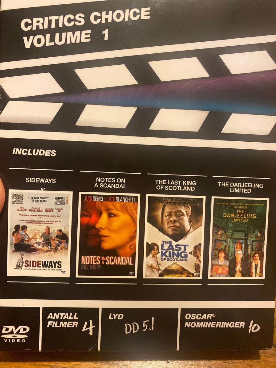 Critics Choice Volume 1 (DVD) 4 filmer i en.