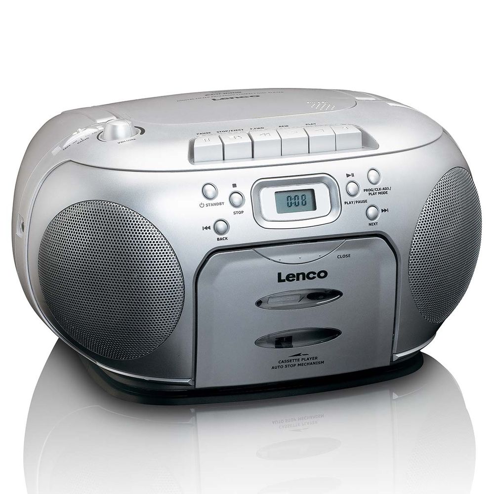 Boombox - CD - Kassettspiller - FM-radio - Sølvfarget - Lenco