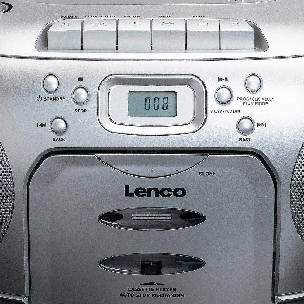 Boombox - CD - Kassettspiller - FM-radio - Sølvfarget - Lenco